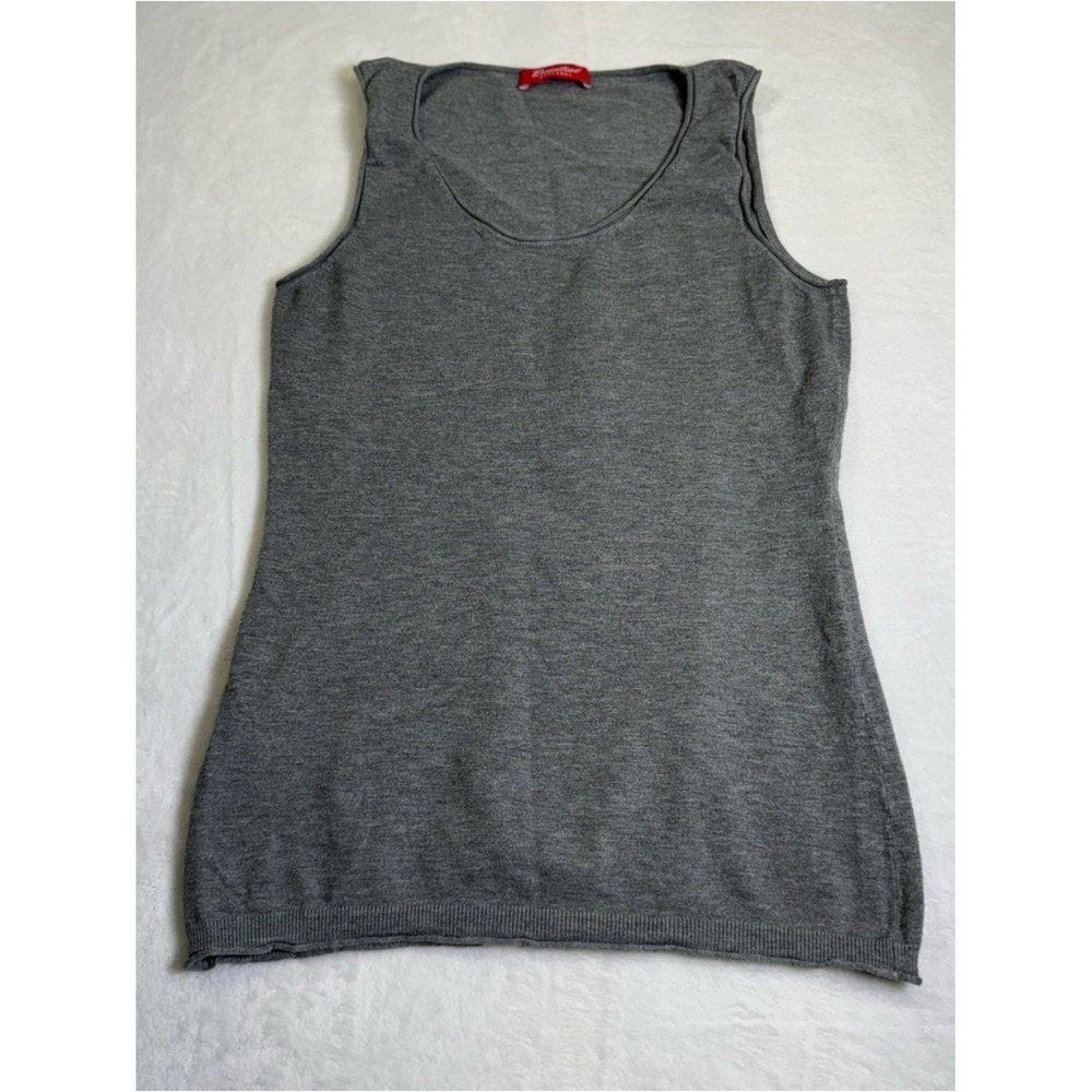 Stefanel Heather Gray Knit Scoop Neck Tank‎ Made in Italy Size L